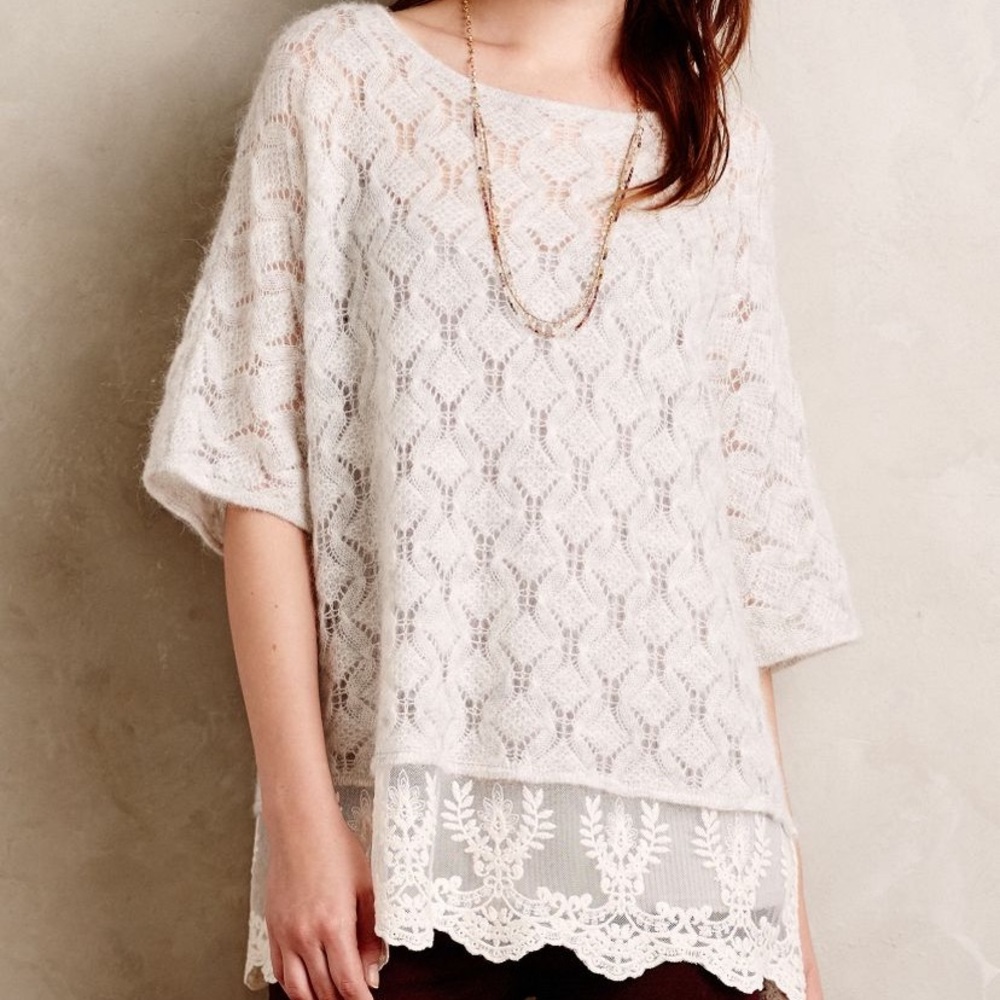 Anthropologie Knitted & Knotted lace sweater